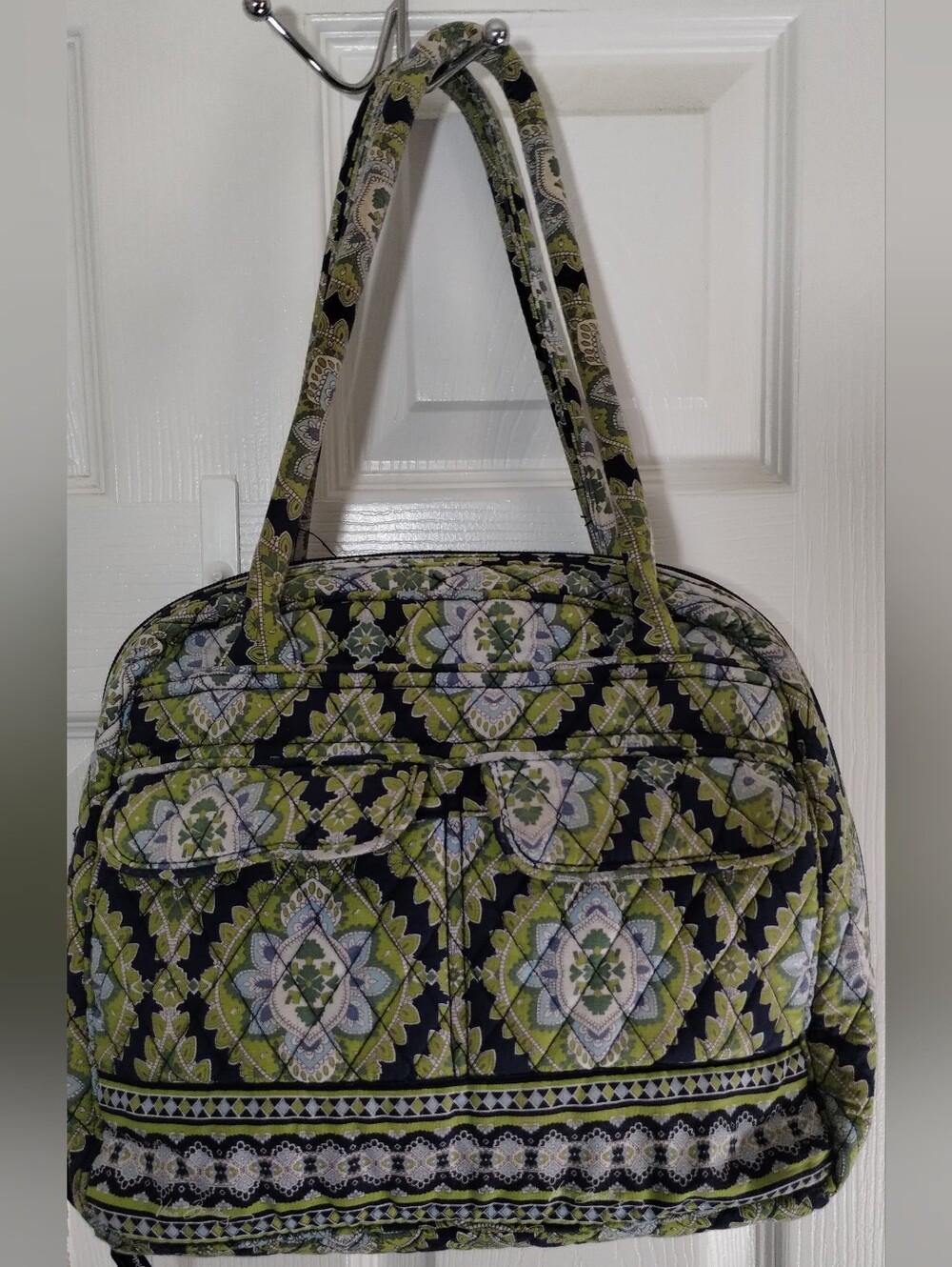 Vera Bradley Quilted Shoulder Bag In Retired Green Navy Cambridge